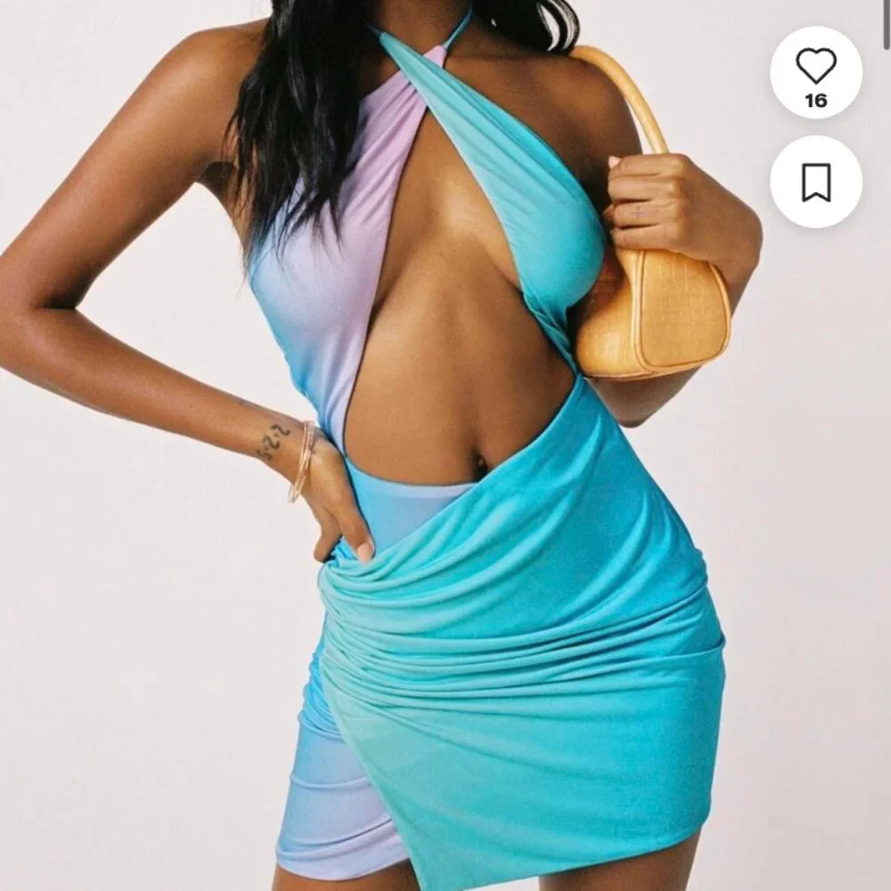 Tiger Mist Lillee Mermaid Gradient Cutout Mini Dress (NWT) - Picture 2 of 9